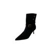 2025 Autumn and Winter New Pointed Thin Heel High Heel Suede Temperament French Fashion Sexy Beautiful Women Short Boots