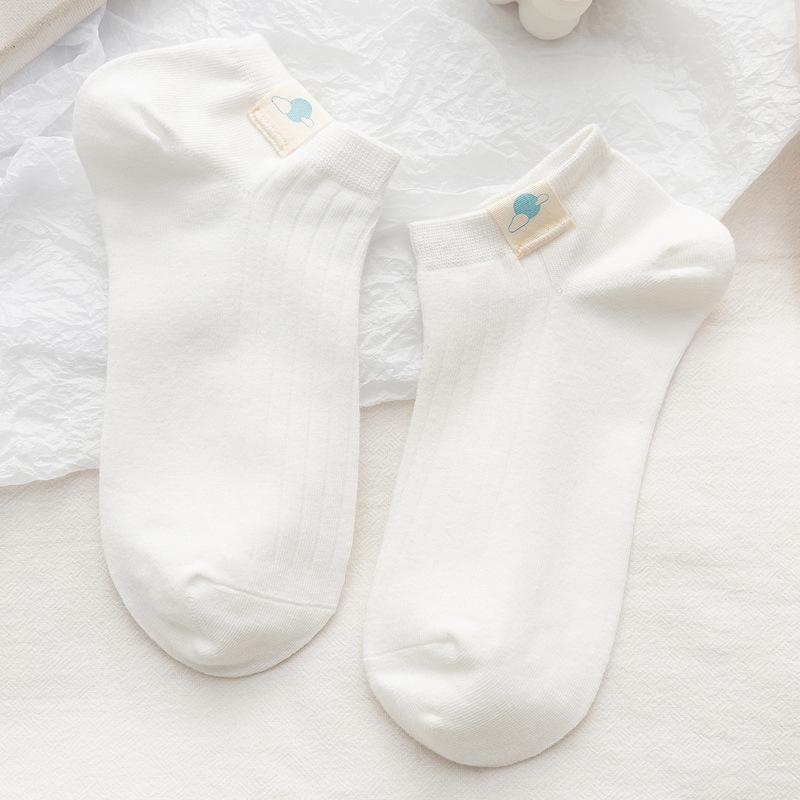 Women's Spring-Summer Low-Cut Japanese Style Short Ankle Socks - Cute, Trendy, Pure Cotton White Boat Socks