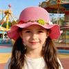 Children Sun Hat Wide Brim UV Protection Straw Hat with 3D