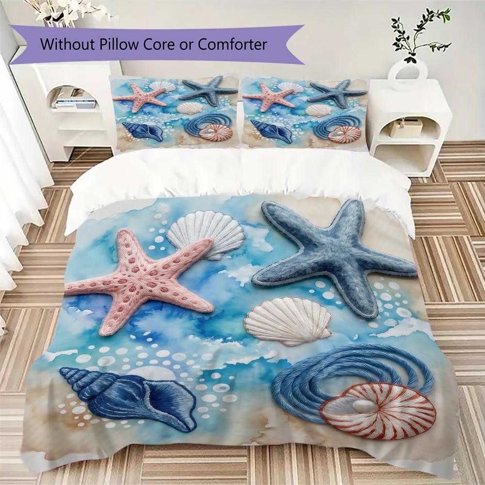Shorebird Shell Pattern Bedding uilt Set uilt Cover Pillowcase Home Decoration Birthday Gift (1 * duvet cover + 2 * pillowcase without core)
