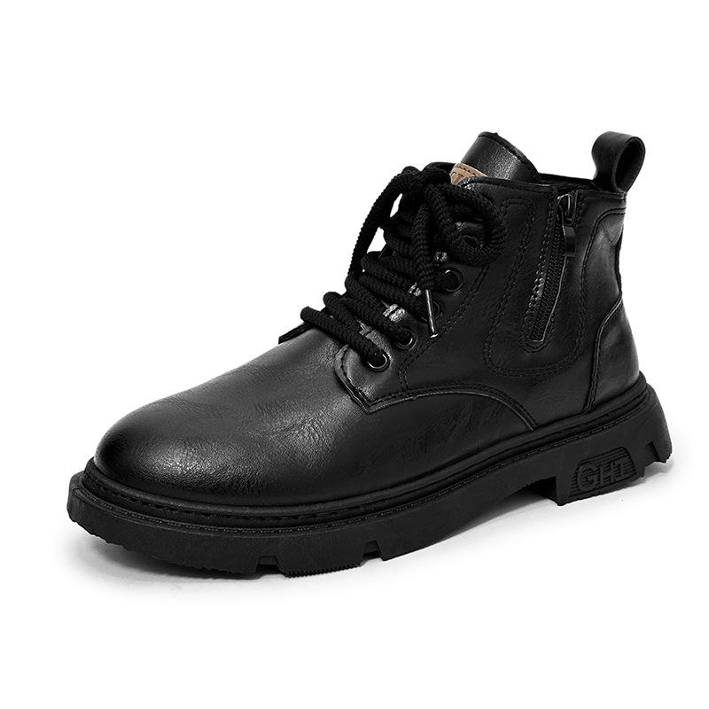 Zamek błyskawiczny buty Martin męskie buty wysokie nowe brytyjski retro robocze buty męskie modne codzienne krótkie buty brązowe skórzane buty