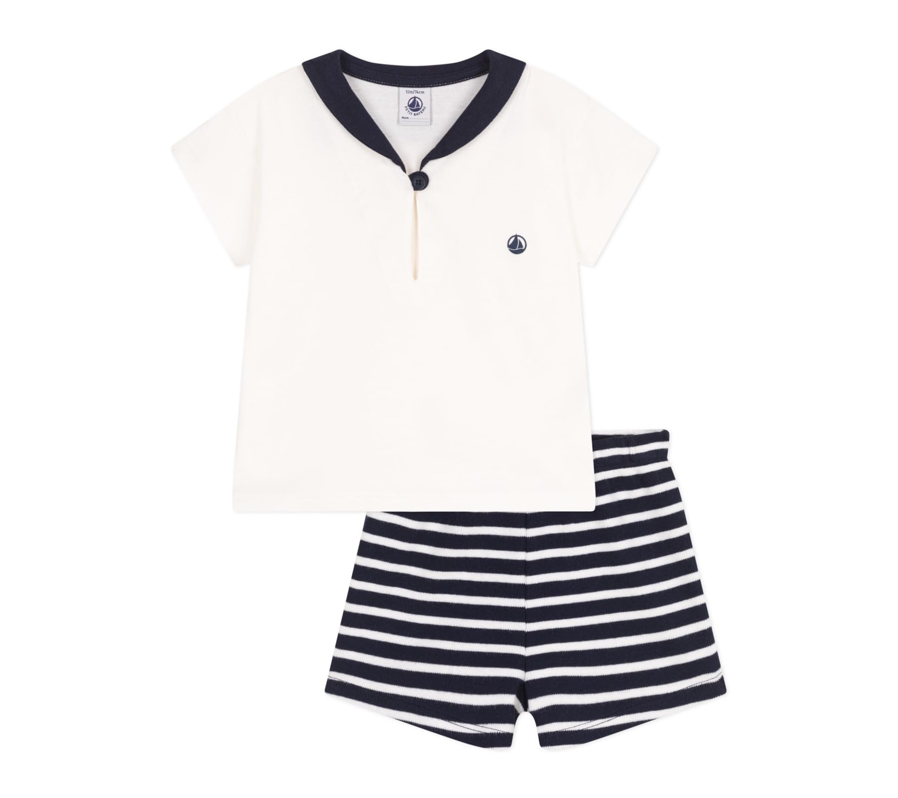 

Petit Bateau Baby Size 36 95cm 2-Piece Set, A0CPA, Navy/Off-White, Months,