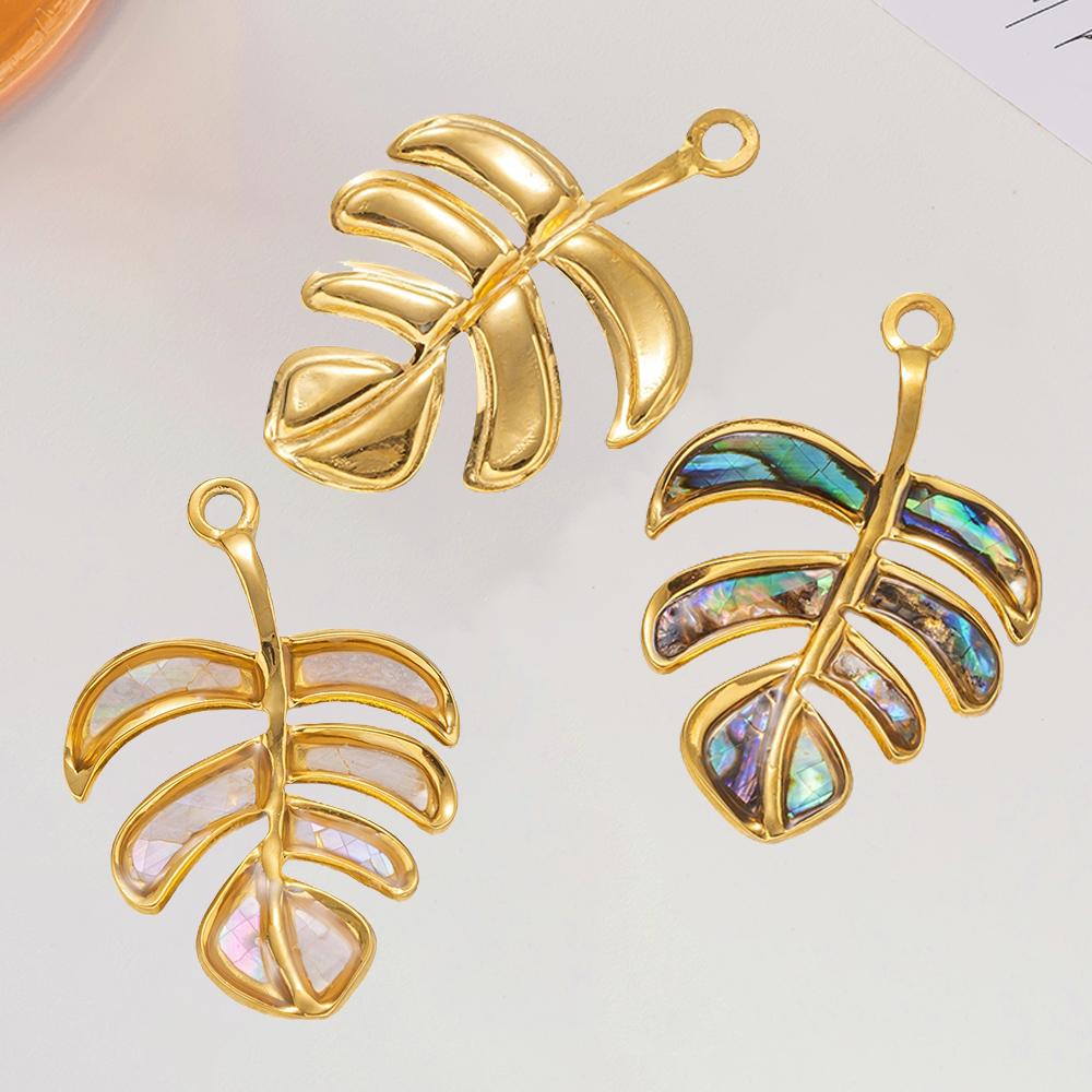 2pcs Gold Stainless Steel White Shell Charms For Jewelry Makings DIY Women Bracelet Necklace Jewelry Pendants Summer Supplies