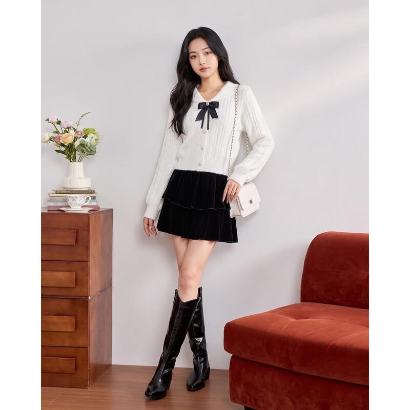 IEF Autumn Elegant Bowknot Knit Top