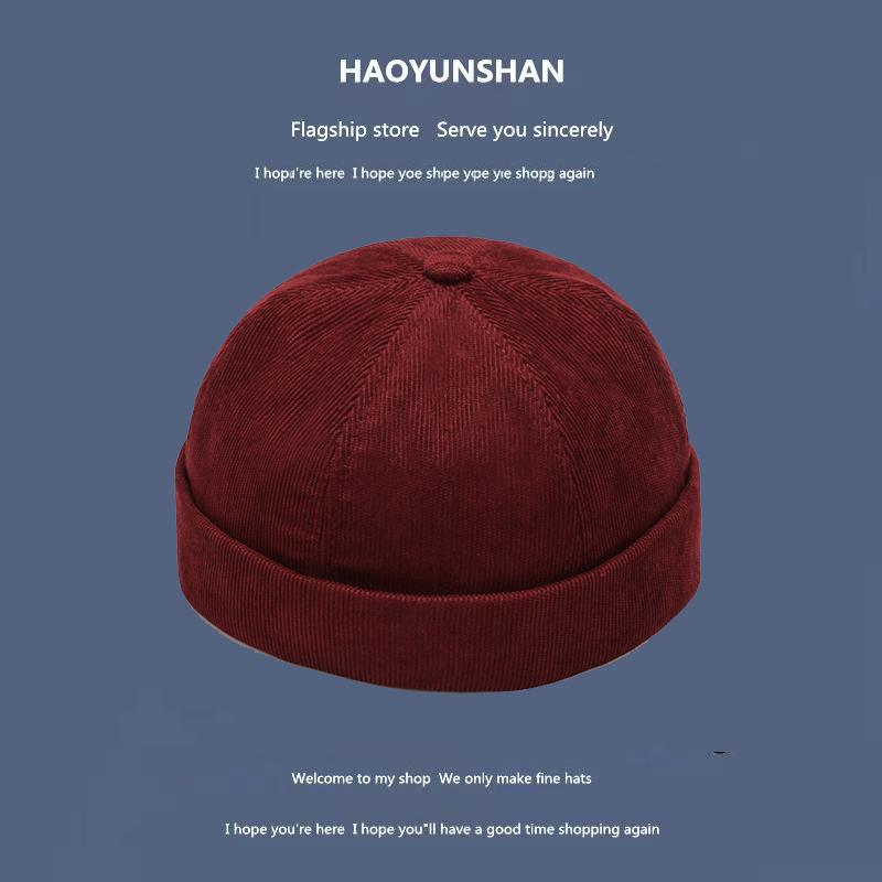 

Mowen s Corduroy Beanie Hat Korean Version Street Hat Beanie Melon Skin Caps Fashion Versatile Adjustable Guppi Hip Hop Hat вино красного