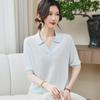 Young Mother’s Summer Ice Silk Jacquard Knit Top - 2026 New Short-Sleeved T-Shirt for Mother’s Day
