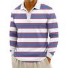 Men's Casual Striped Print Button-Up Long-Sleeve Tops