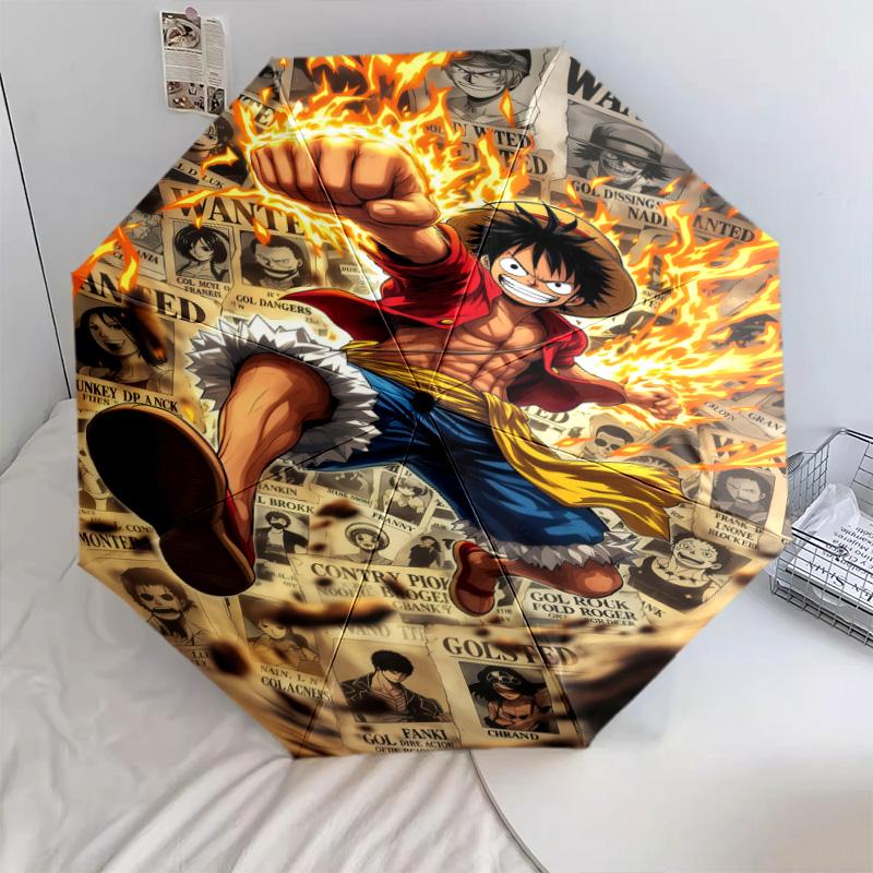 1 PC Automatic Folding Umbrella - One Piece Monkey D Luffy Pattern Portable Foldable Design With 8 Ribs Christmas Birthday Gifts