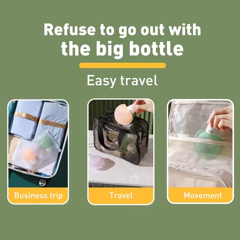 3Pcs 60ml/90ml Travel Silicone Bottle Set  Lotion Toner Cream Shampoo Makeup Sample Empty Storage Bottle Portable Container Tool