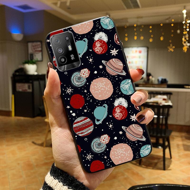 Moon Stars Space Astronaut Phone Case for OPPO A54 A74 A94 A53S A9 A5 A15 A16 A91 A96 A76 Reno8 8Pro Reno2 Z