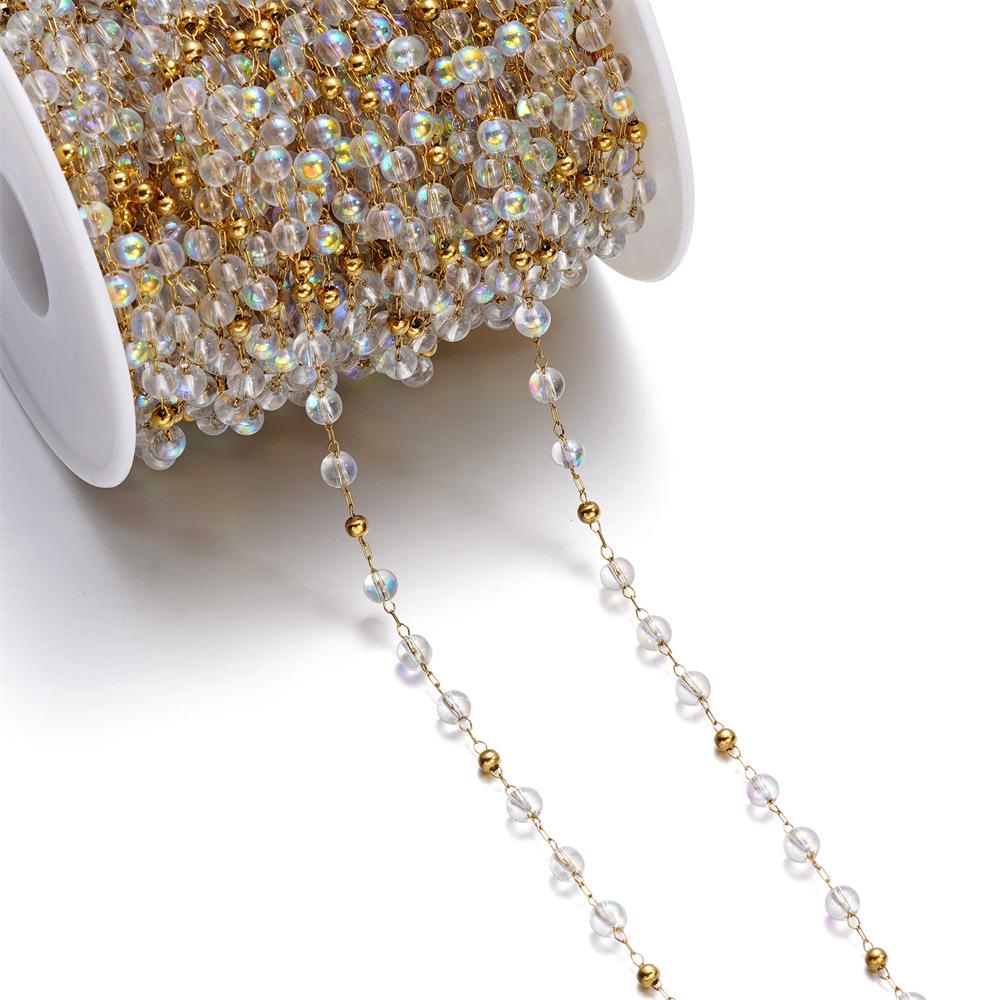 

1-метровая цепочка из нержавеющей стали «кошачий глаз» с разноцветными бусинами для изготовления украшений своими руками 1 Meter/Unrolled (Bead Diameter ~4.5mm) ~12g