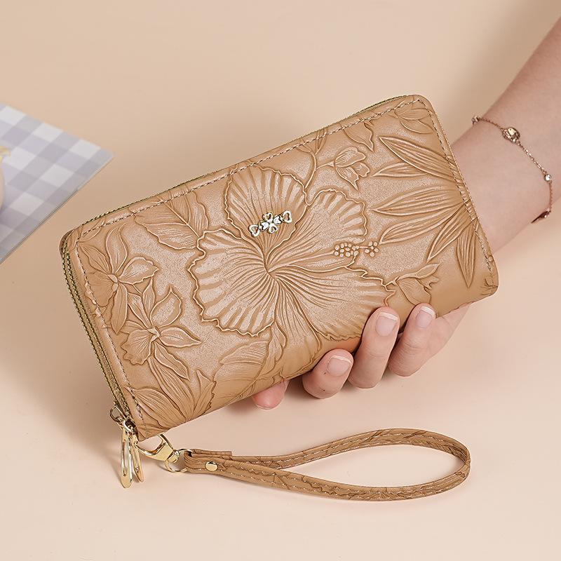 New Double Zipper Long Womens Wallet Large Capacity Multifunctional Clutch Bag Embossed Card Holder Purses Card Holder