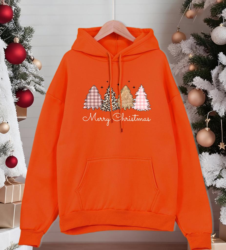 Merry Christmas Leopard Tree Printing Hoody Men Hip Hop Fleece Hoodies Casual Loose Pullovers Comfortable Pocket Sportswear