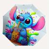Stitch,Bubble Tea Themed folding umbrella, the best choice for gift giving, 8 ribs, casual, durable, lightweight and portable travel umbrell