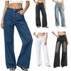 Womens Relaxed Straight Leg Jeans Casual Slim Fit Denim Pants Mid-Rise Comfortable Cotton Blend