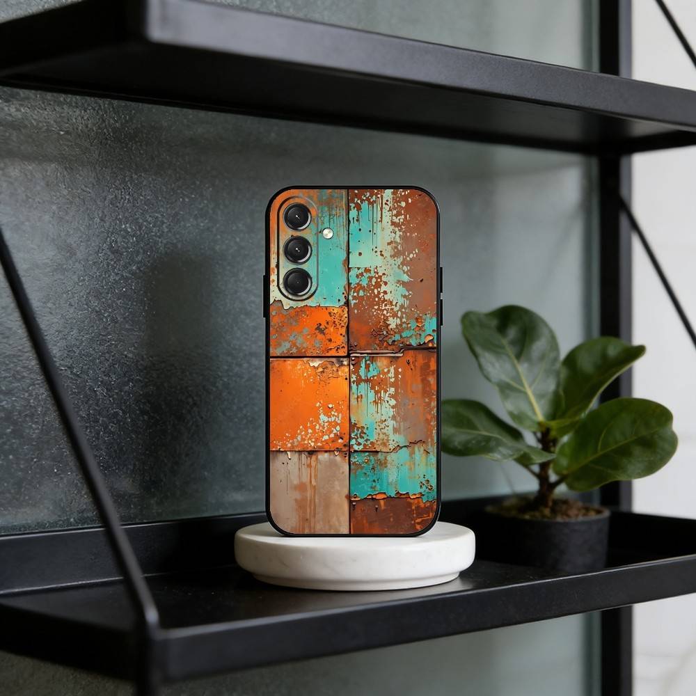 R-Retro Industrial Style Rusty Phone Case For Samsung Galaxy A73,A21s,A22,A31,A52,A53,A71,A41Soft Black Shell Samsung a11