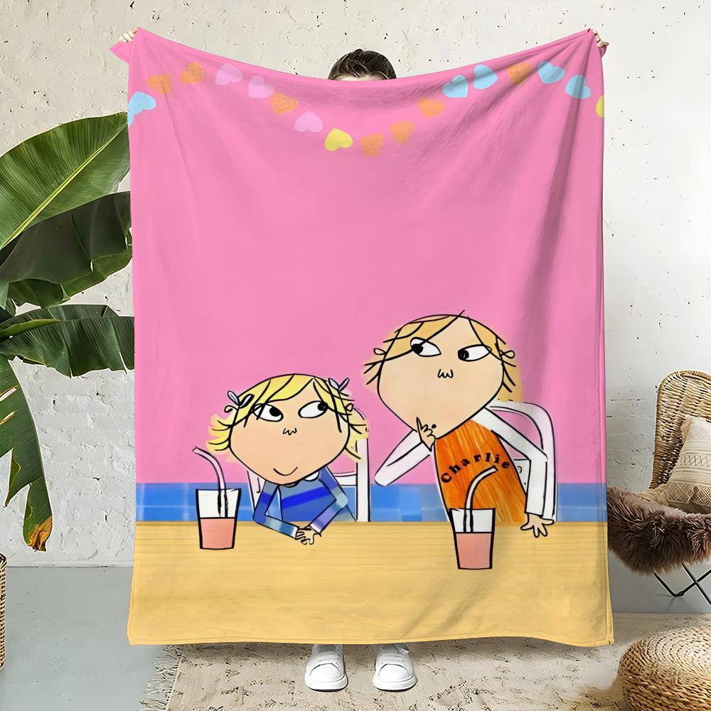 Animation C-Charlie and Lola Throw Flannel Throw Blanket,Bed Home Office Nap Blanket Travel,Camping,Picnic Blanket Soft Decor 75cmx90cm