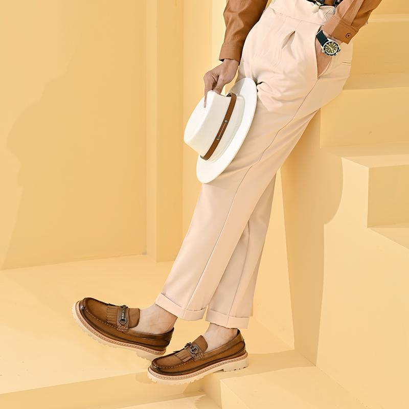 Fashion Leather Shoes Man Casual Loafers Luxury Design Slip on Male Dress Shoes Leisure Style Big Size Outdoor Wear-resistant Sole