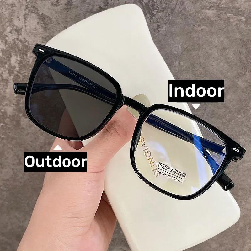 Vintage Women Pochromic Glasses Men Unisex Outdoor Ultralight Color Changing Myopia New Fashion Square Sunglasses 0-1.0-4.0