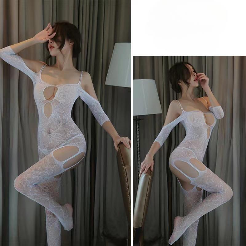 One Piece Open Bra Crotchless Underwear For Sex Lace Sheer Sexy Tight Pantyhose Plus Size Bodysuit Dress Exotic Bodystockings