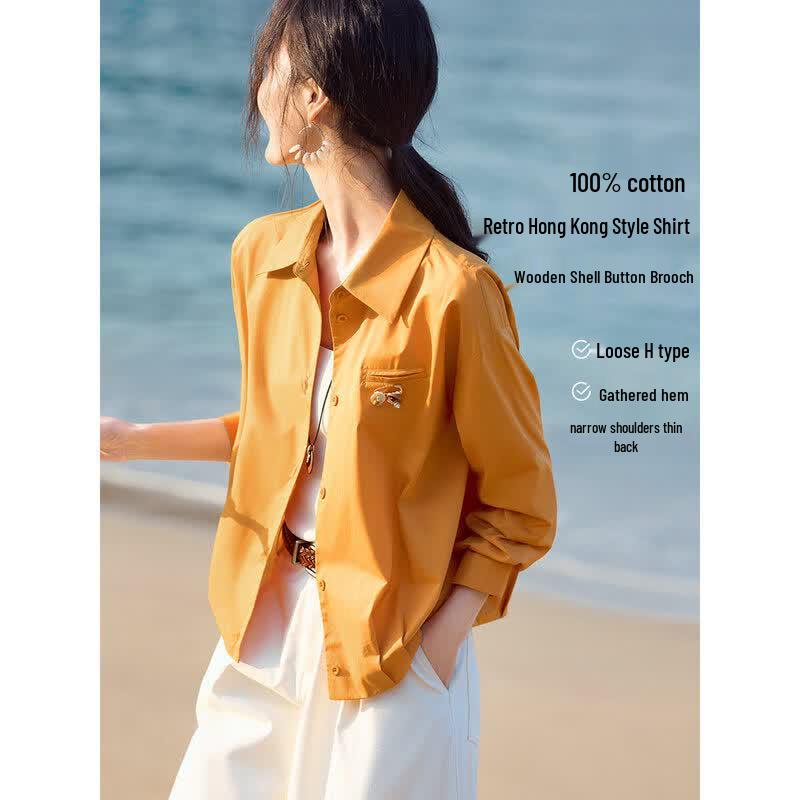 XWI 100% Cotton Shell Brooch Shirt Jacket M