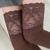 Japanese Lace Trim Vertical Stripe Over-the-Knee Anti-Slip Socks