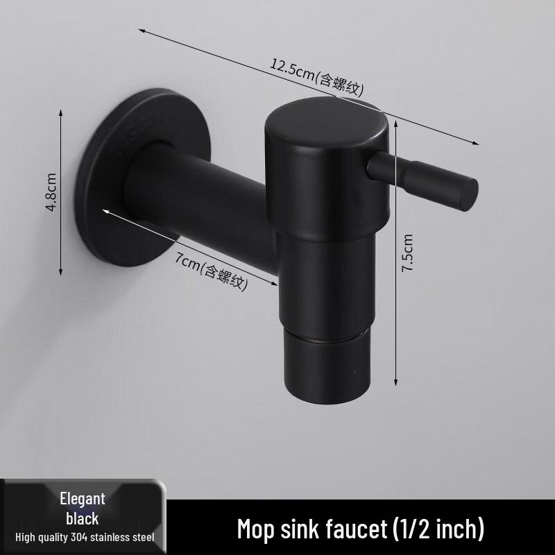 TLXT Quick-Open Black Stainless Steel Water Tap