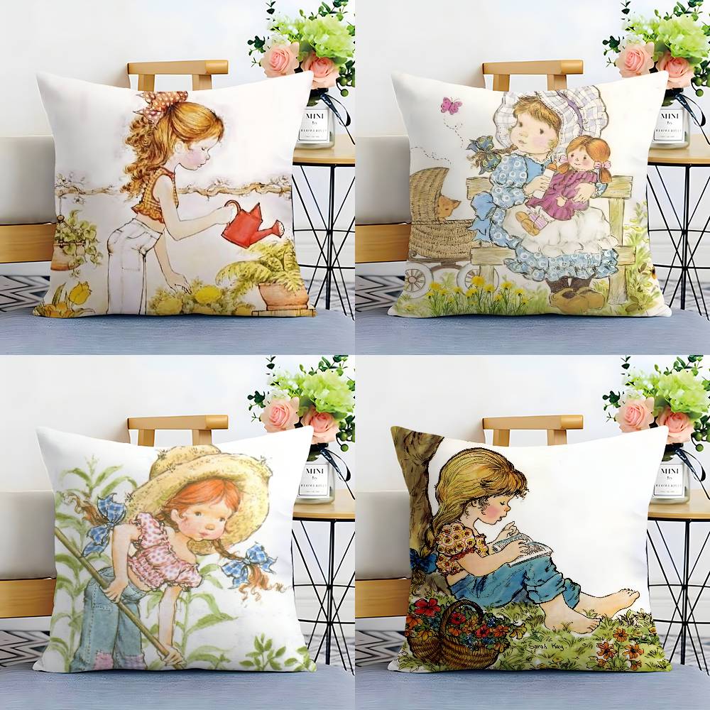 Kunst Sarah Kay Schaukelmädchen Kissenbezug Plüschstoff Weich Doppelseitiger Druck Sofakissenbezug Dekokissenbezüge