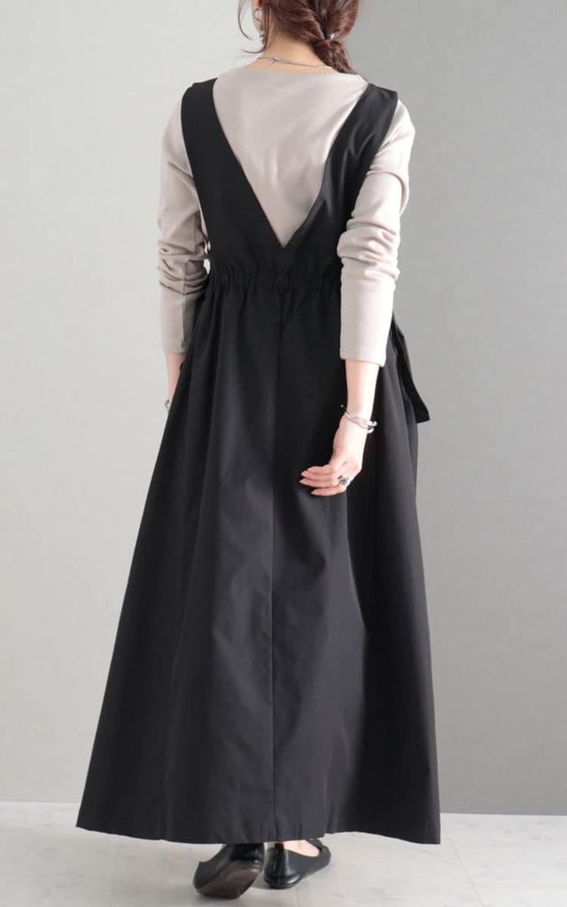 Gold Japan Plus Size Jumper Long Long Jumper Size Black Women's Dress, Skirt, Dress, Sleeves, Skirt, Nw-22030, 4L,