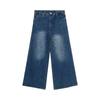 Summer Men's Denim Pants Old Blue Washed Male Jeans Straight Casual Menwear Loose Wide Leg Trousers Fashion