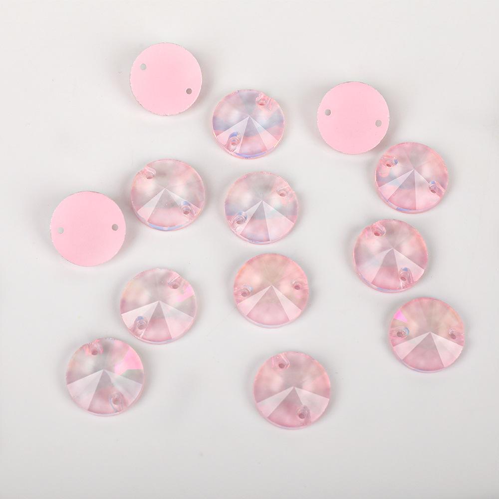 Round Satellite Neon Fluorescent Mocha Protein Glass Hand Seam Drill, Double Hole Rhinestone Flat Bottom Drill Diy Accessories Material Package