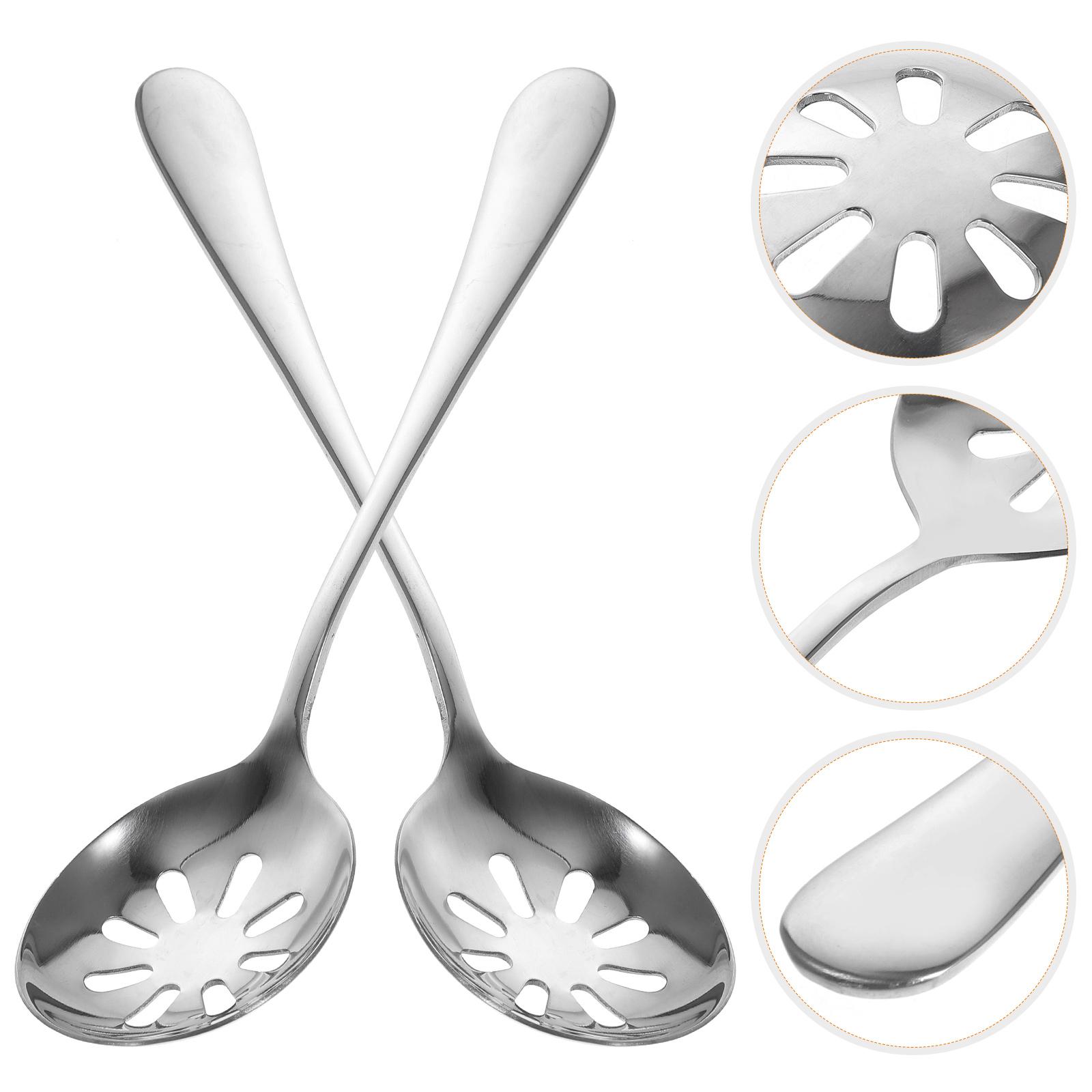 

2 Pcs Stainless Steel Colander Salad Spoons Slotted Appliance Kitchen Utencils Household Utensils 19.8X5X1CM срібний