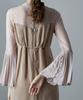 Pleated Bell Sleeve M [etoll] I-line Dress, One-piece, Wedding, After-party, Formal, Beige,