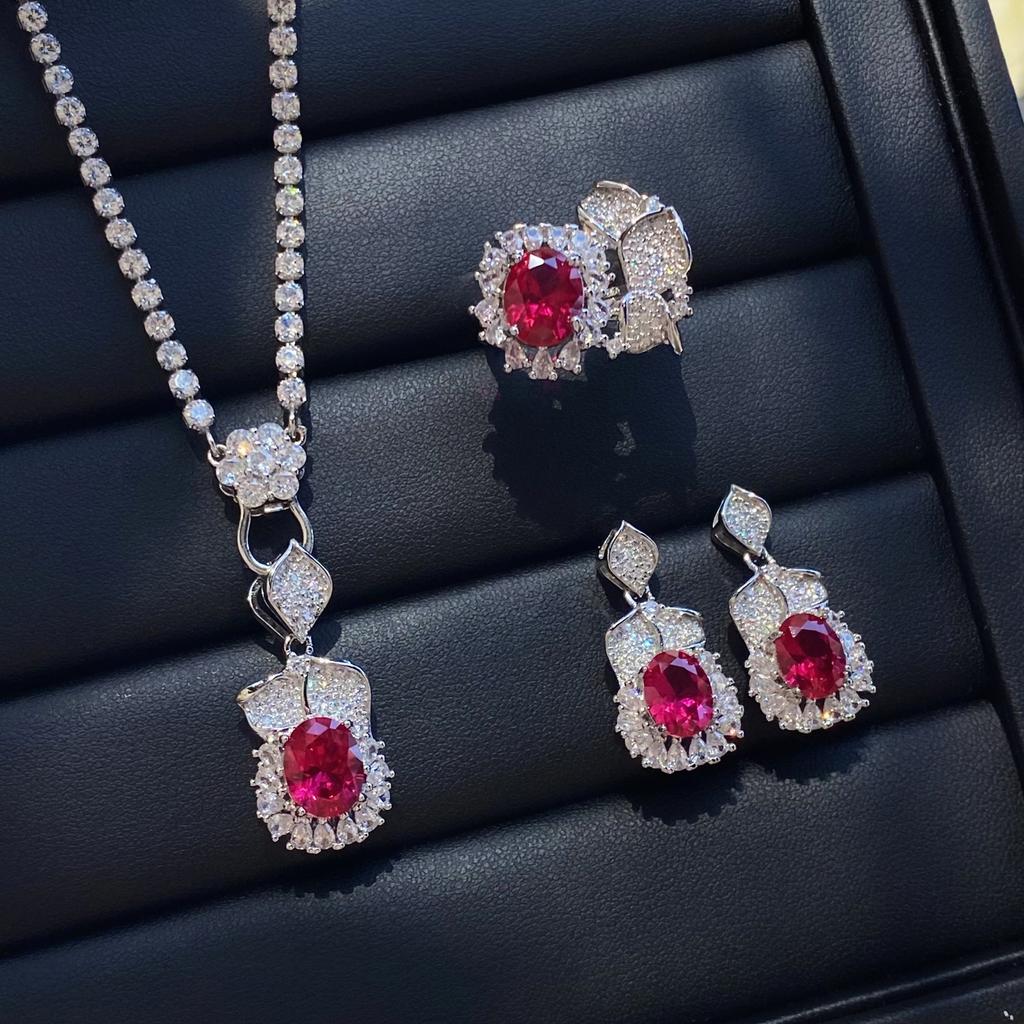 Valuable Lab Jade Diamond Jewelry set 925 Silver Engagement Wedding Rings Earrings Necklace For Women Bridal Party Gift