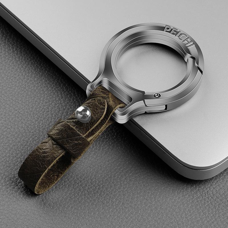 Мужская высококачественная брелок-ключница из натуральной кожи с тиснением под крокодила - Персонализированный, Креативный дизайн для ношения на поясе