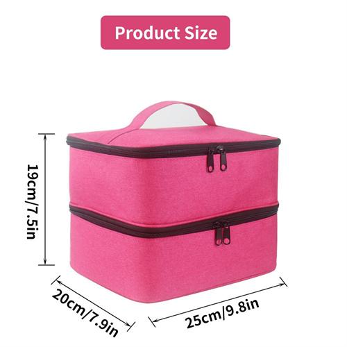 Nail Polish Organizer Double Layer Nail Polish Case for Nail Dryer Lamp Hold 30 Bottles 15ml 0.5 Fl.oz Portable Nail Storage Bag