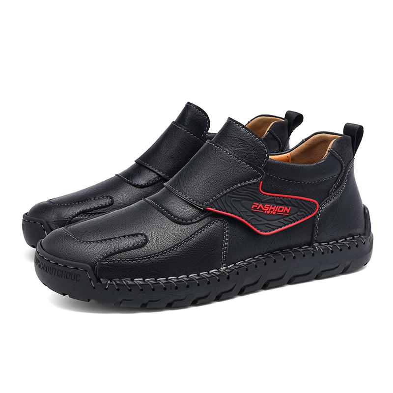 2024 Men Leather Casual Walking Shoes New Arrival Mens Comfortable Loafers Mens All-match Slip On Shoes Monk Strap Flats