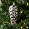 Frosted Look Pine Cone Ornament Metallic Tone Xmas Hanging Decoration  Seasonal Arrangement