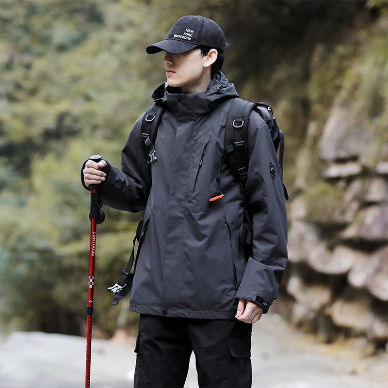 Unisex 3-in-1 Detachable Outdoor Jacket Set: Windproof, Rainproof, Wear-Resistant