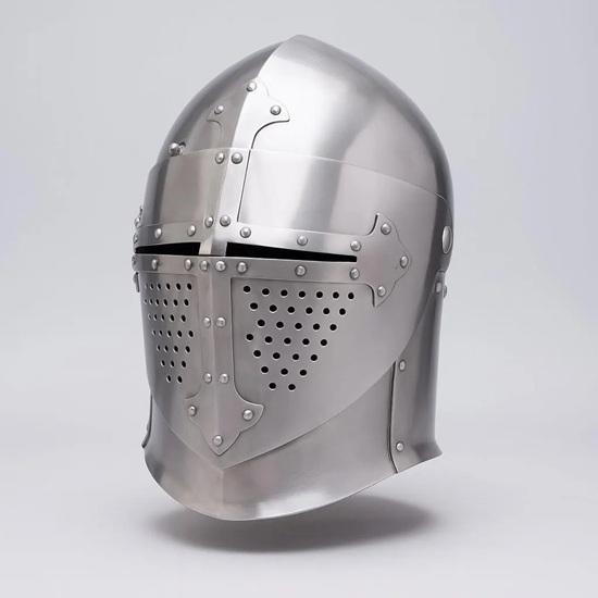 Handmade Medieval 14th Century Great Helmet Perfect for Renaissance Fair, Cosplay, LARP, Halloween Costume Authentic Steel Replica