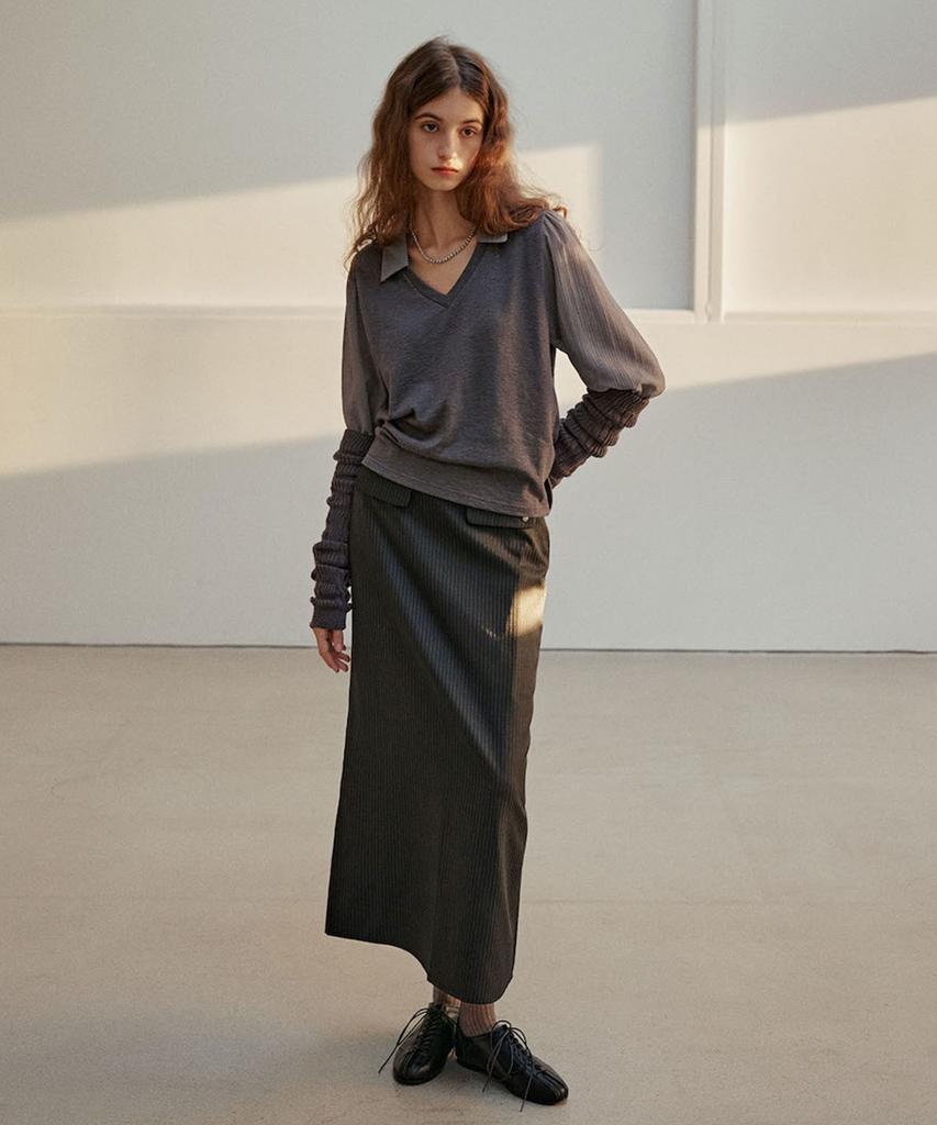 Auro Stripe Stud Skirt [ Black ]