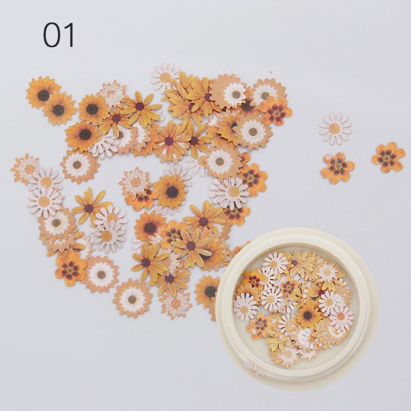 50pcs Manicure Wood Pulp Sheet Ornaments Decorations Manicure Flower Design Nail Sequins Accessories