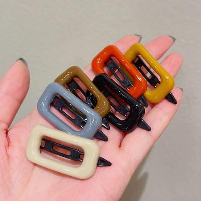 2Pcs Candy Color Mini Bb Hair Clip Small Rectangular Hairpin Simple Ins Style Side Clip Barrettes Girl Headwear Hair Accessories