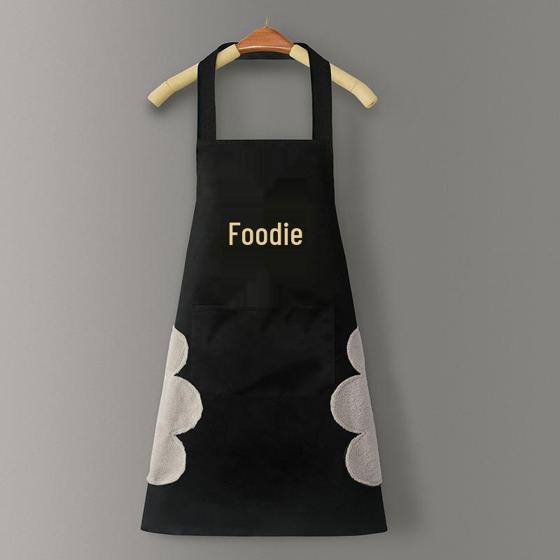 Wodoodporny fartuch dla par w stylu nordyckim i koreańskim z funkcją wycierania rąk, czarno-biały