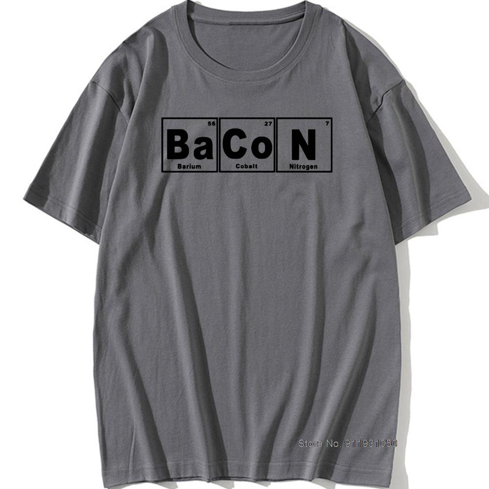 Periodic Table Chemistry Of Bacon T Shirt Design Funny Tshirt Unisexs Tops Tees Short Sleeve Camisetas Tshirt