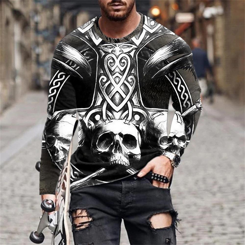 

Мужская футболка весна-осень с круглым вырезом и длинными рукавами, мужская спортивная одежда больших размеров, винтажный пуловер с 3D-принтом 6XL