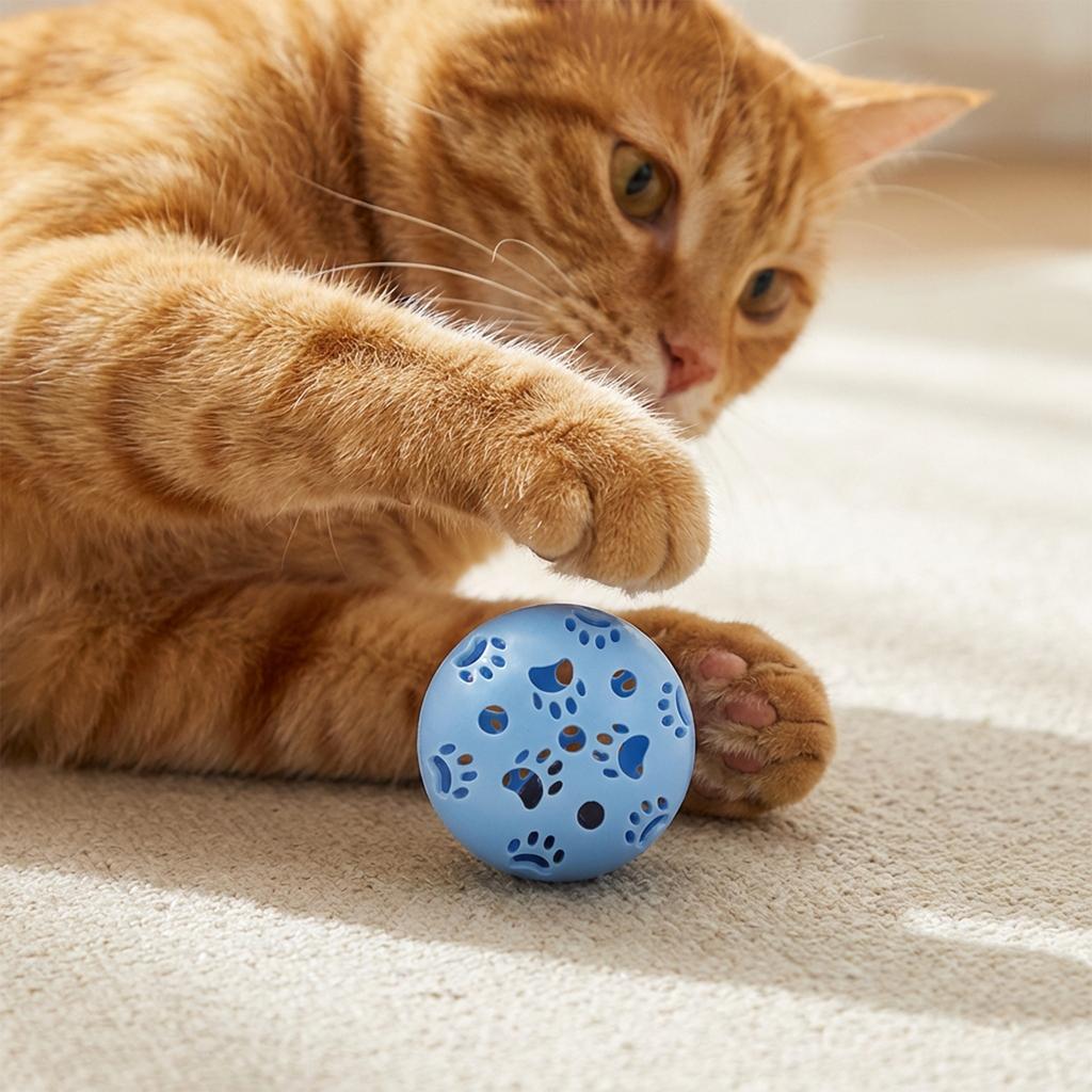 Colorful Plastic Bell Balls For Cats - Interactive Hollow Cats Toys With Bell Sounds, Self-Play Chew Balls For Kittens & Cats
