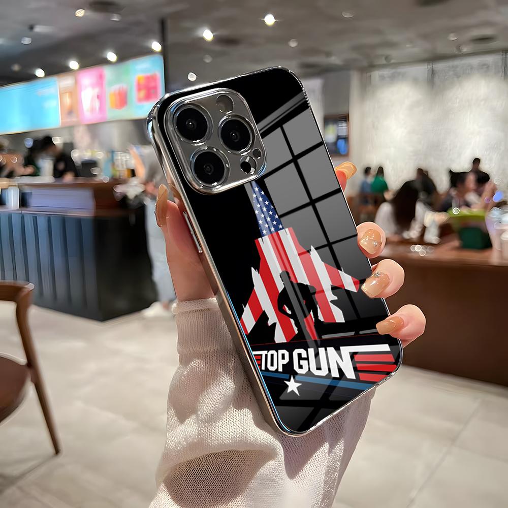 Top Gun Maverick Phone Case For IPhone 17 Pro Max 15 Pro 16 14 Plus 12 13 Mini 11 Pro Shockproof Electroplated Glass Cover