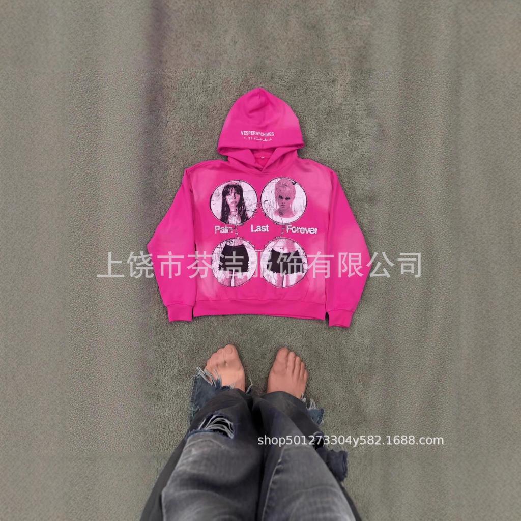 2025 new American European and American 3d digital printing street rock character casual hoodie sweater