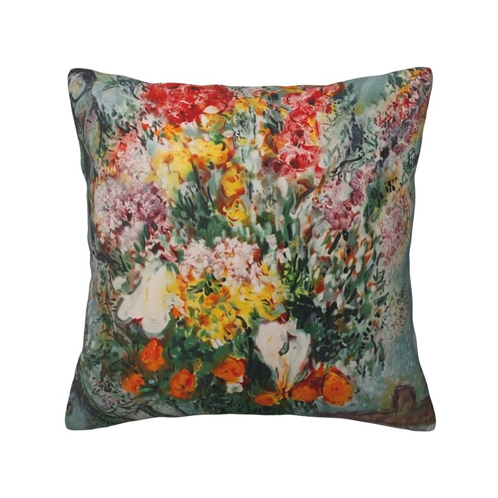 Marc Chagall Bouquet De Fleurs Square Pillowcase Cushion Cover Pillow Case Throw Pillow Cover for Home Sofa Living Room
